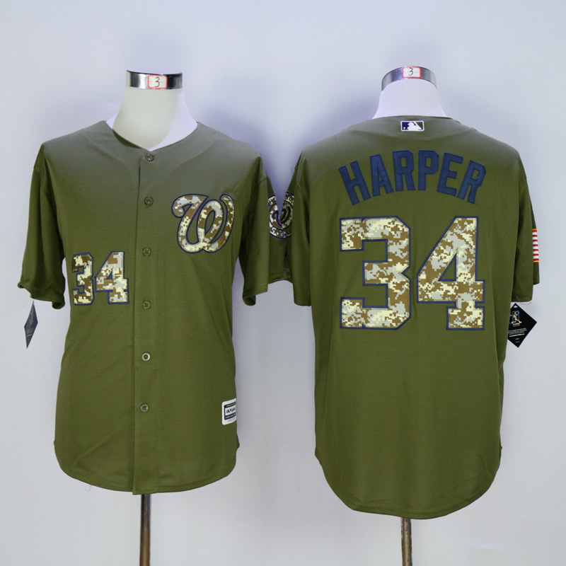 Men Washington Nationals 34 Harper Green MLB Jerseys